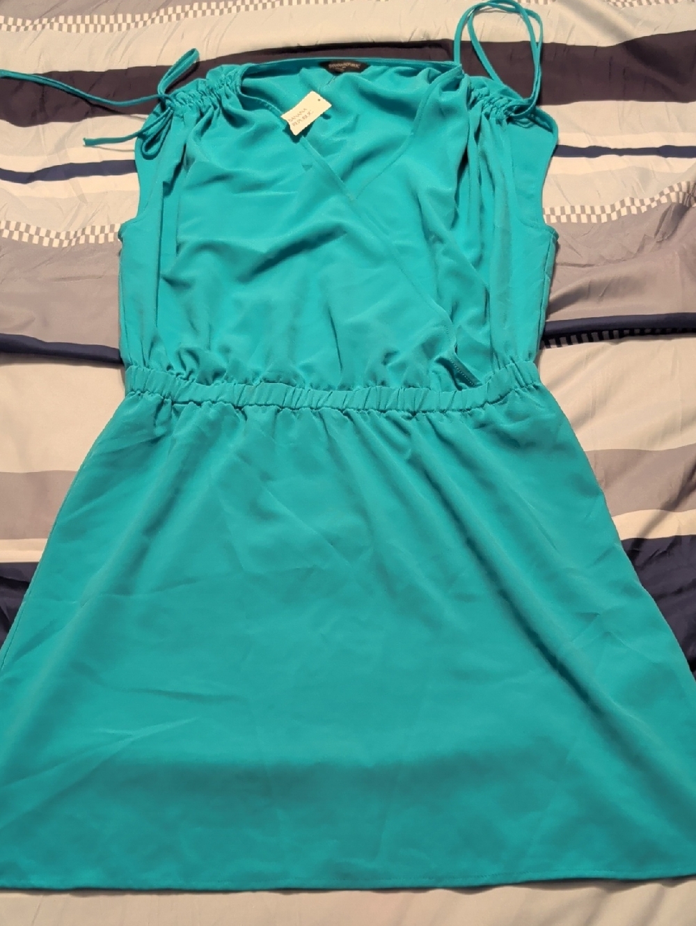Banana Republic Teal Tie-Shoulder Mini Dress